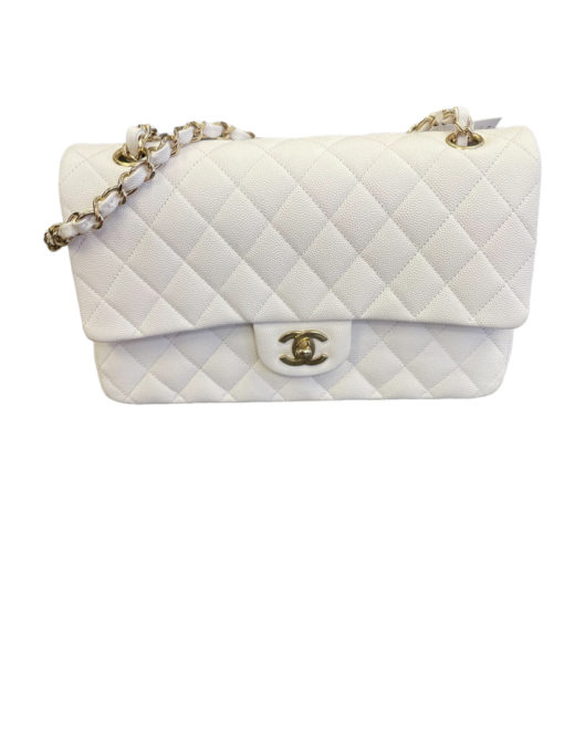Chanel White Caviar Medium Double Flap Bag 3