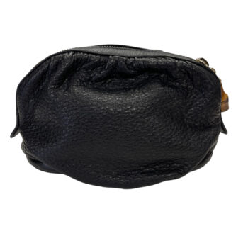 Gucci Black Cosmetic Makeup Bag Deerskin Pouch With Bamboo Zipper Dangle April 24, 2024