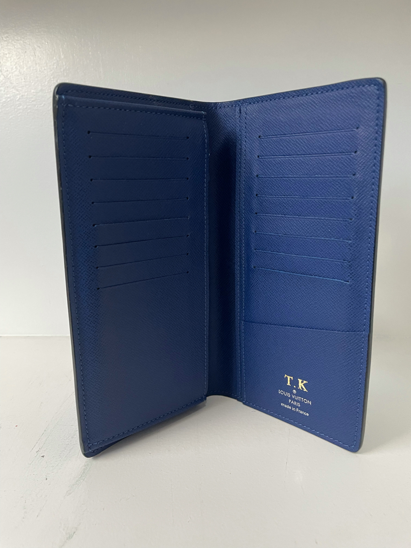 Louis Vuitton Taiga Leather Brazza Wallet in Blue 5