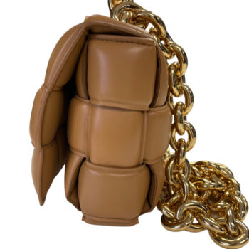 Used Brown Bottega Veneta Padded Chain Cassette Shoulder Bag Caramel  Leather Gold Hardware Houston,TX