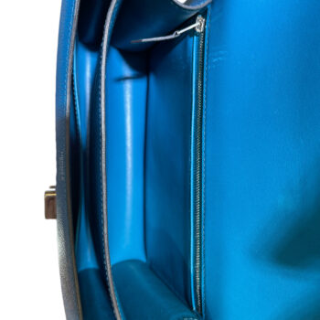 Hermes Halzan Bag Palladium Hardware Clemence Leather In Sky Blue