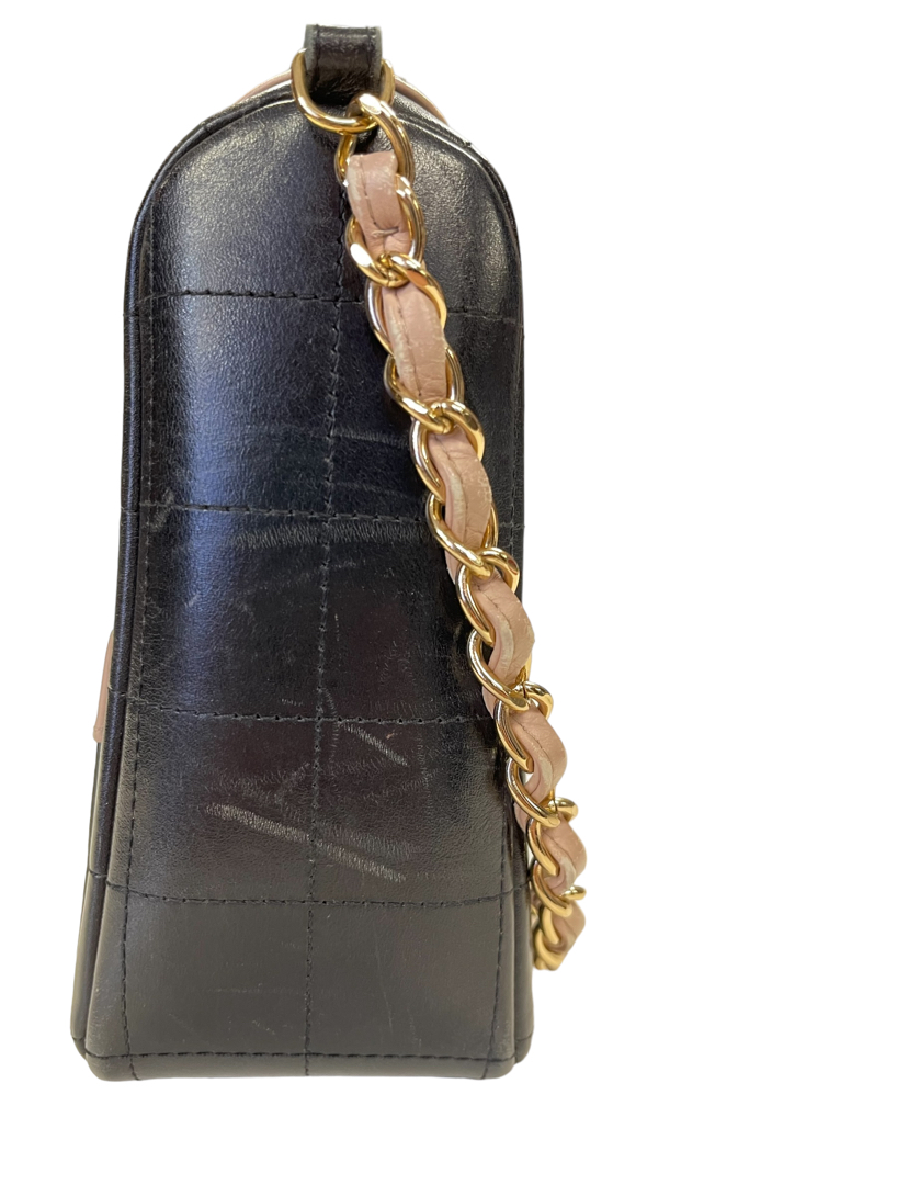 Chanel Black Lambskin Leather Cc Chain Tote
