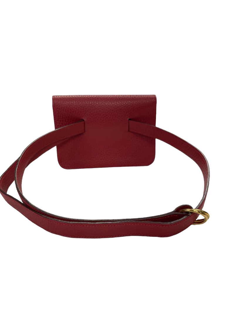 Hermes Authentic Vintage Red Togo Leather Bullet Pochette Waist Belt Bag 5