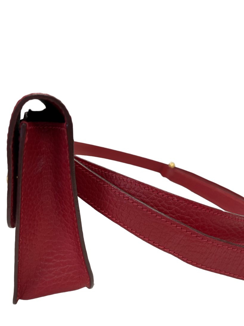 Hermes Authentic Vintage Red Togo Leather Bullet Pochette Waist Belt Bag 6