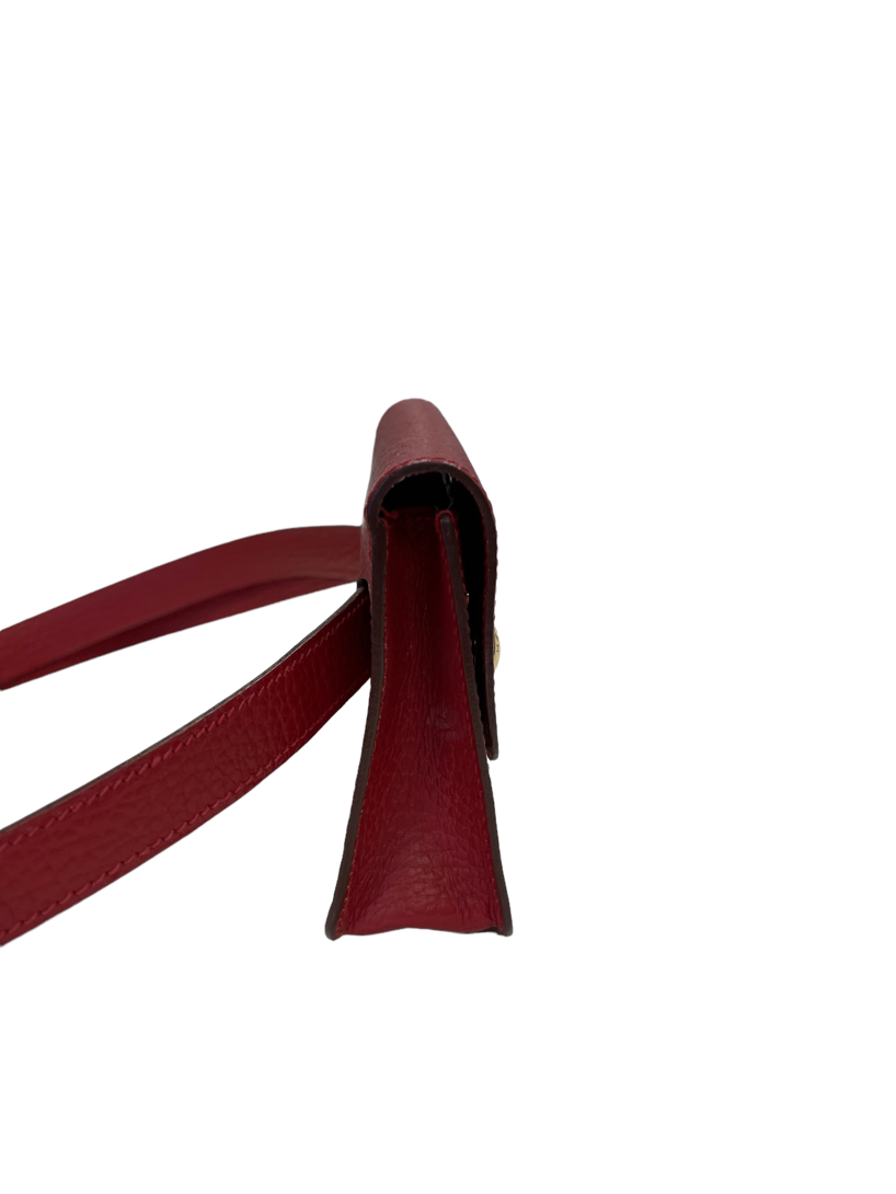 Hermes Authentic Vintage Red Togo Leather Bullet Pochette Waist Belt Bag 7