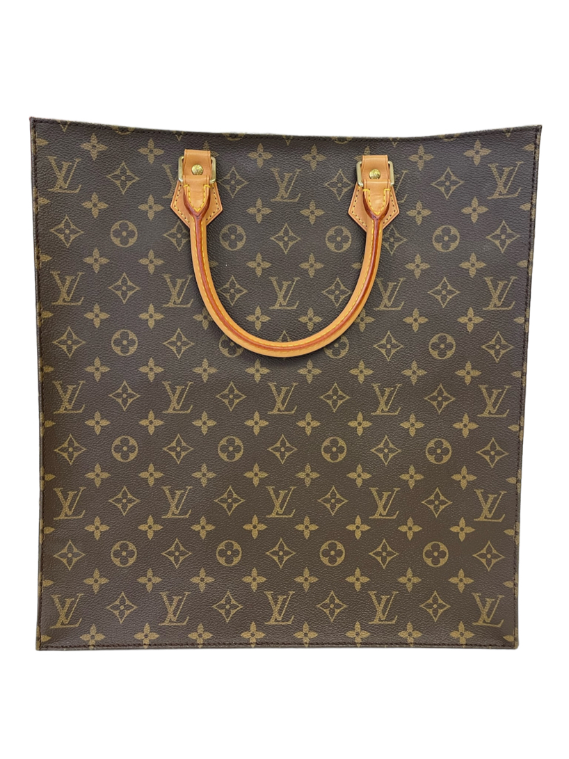 Louis Vuitton Sac Plat Women's Authentic Pre Owned Custom Painted Handbag Dual Top Handles Brown, Gray Luxury Monogram Canvas