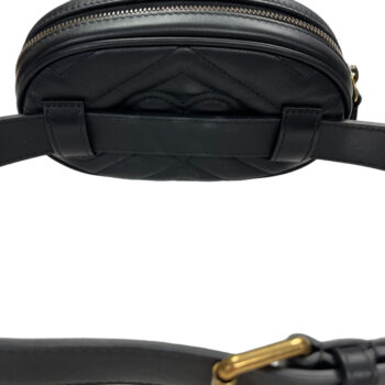 Gucci Authentic Black Leather GG Marmont Waist Belt Bag with Gold Hardware 10