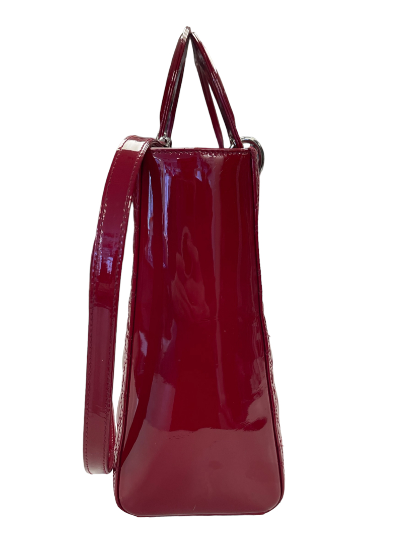Christian Dior Large Cannage Patent Leather Lady Dior Bag 7