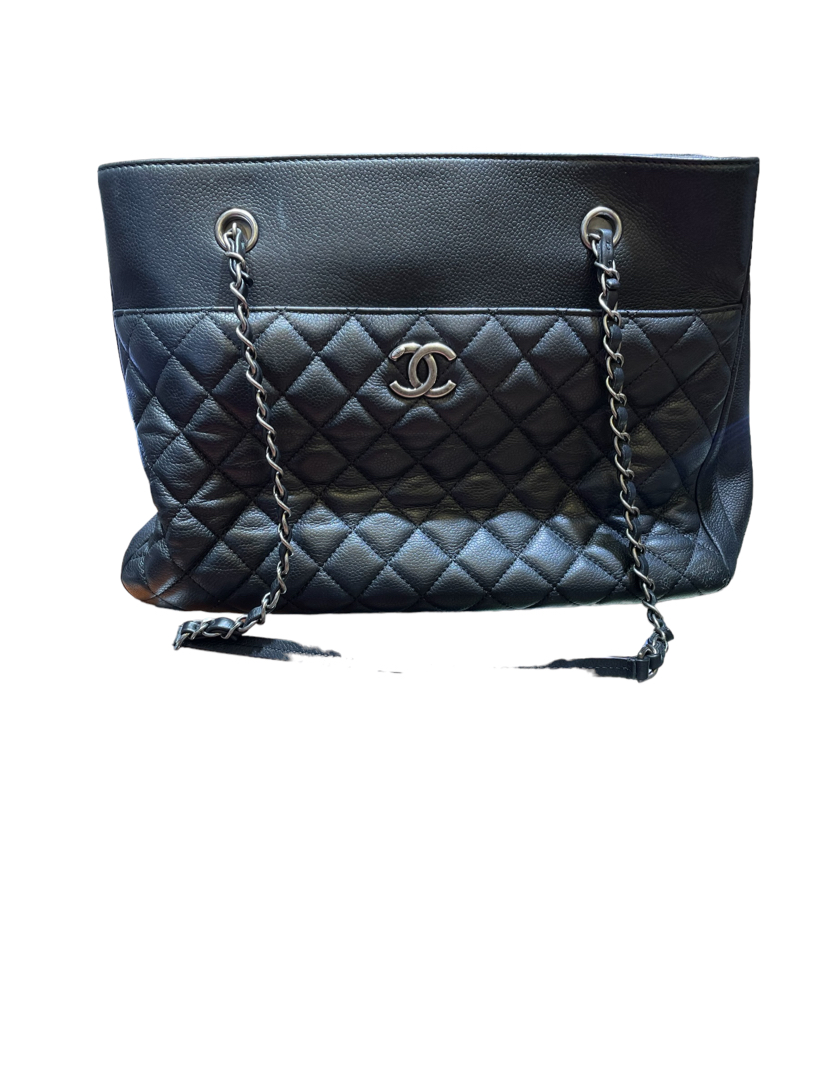 Chanel Authentic Urban Companion Tote Bag Black Caviar Leather Silver Hardware 3