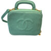 Chanel Vintage CC Green Caviar Leather Vanity Case Bag 5316406 with card 2