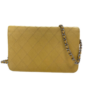 Chanel Yellow Caviar Leather Wallet on Chain Crossbody Bag Silver Hardware 8