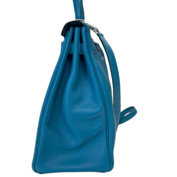 Hermès 2011 Horseshoe Stamp Kelly 35 Bleu du Nord Swift Leather Top Handle Bag 10