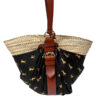 Chloe Raffia Medium Panier Basket Shoulder Bag Black/Yellow Printed with Pouch 15