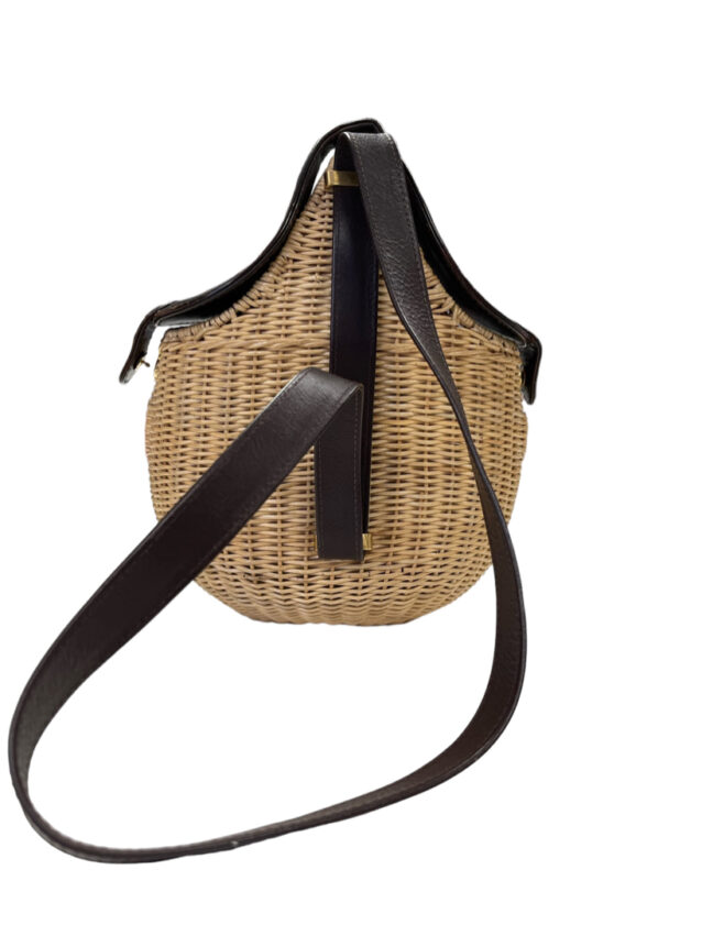 Gucci Wicker Picnic Bag Dark Brown Leather Accents Shoulder Strap And Snap Closures Light Brown Leather Interior With One Zip Pocket April 20, 2024