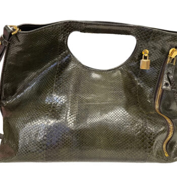 Tom Ford Dark Green Alix Snakeskin Exotic Leather Shopper Tote Bag with Pouch 19