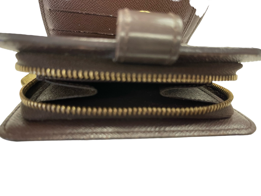 Louis Vuitton Compact Zip N61688 Damier Ebene Canvas Bifold Wallet Brown
