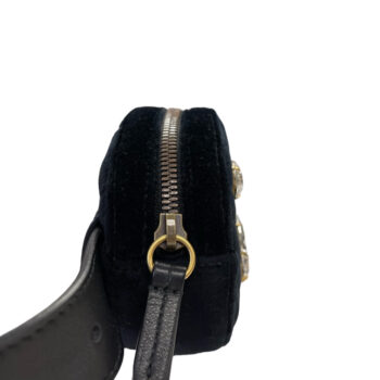 GUCCI Velvet Matelasse Marquise Crystals GG Marmont Belt Bag 85 34 Black 8