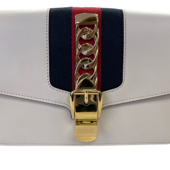 Gucci White Leather Sylvie Belt Waist Bag with Gold Hardware Authentic 11