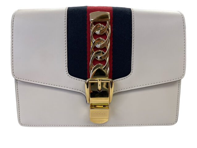 Gucci White Leather Sylvie Belt Waist Bag with Gold Hardware Authentic 6