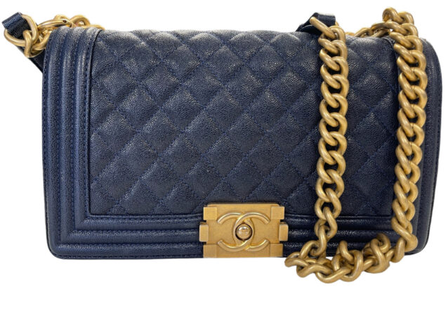 Chanel Medium Boy Bag In Blue Caviar Leather With Gold Hardware May 8, 2024