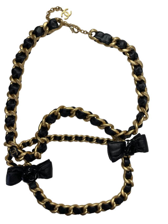 Chanel Gold &Amp; Black Leather Necklace Belt May 8, 2024
