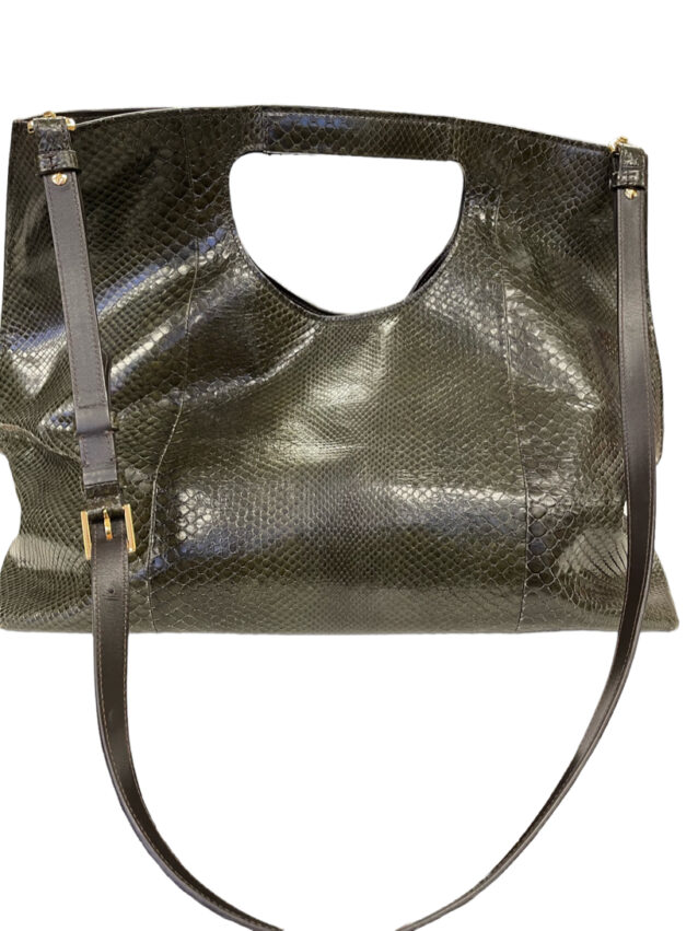 Tom Ford Dark Green Alix Snakeskin Exotic Leather Shopper Tote Bag with Pouch 3