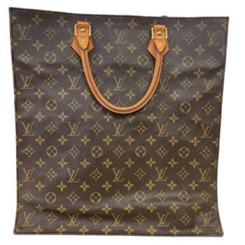 Used Brown Louis Vuitton Authentic Sac Plat Top Handle Tote Bag