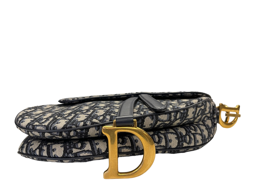 Christian Dior Saddle Slim Belt Pouch Logo Embroidered Oblique