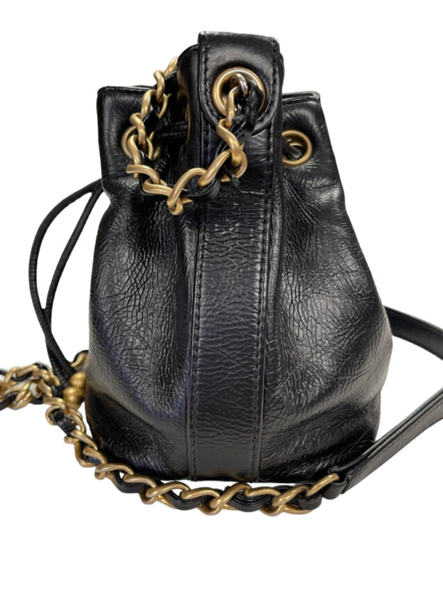 Chanel Metallic Silver Mini Drawstring CC Bucket Bag