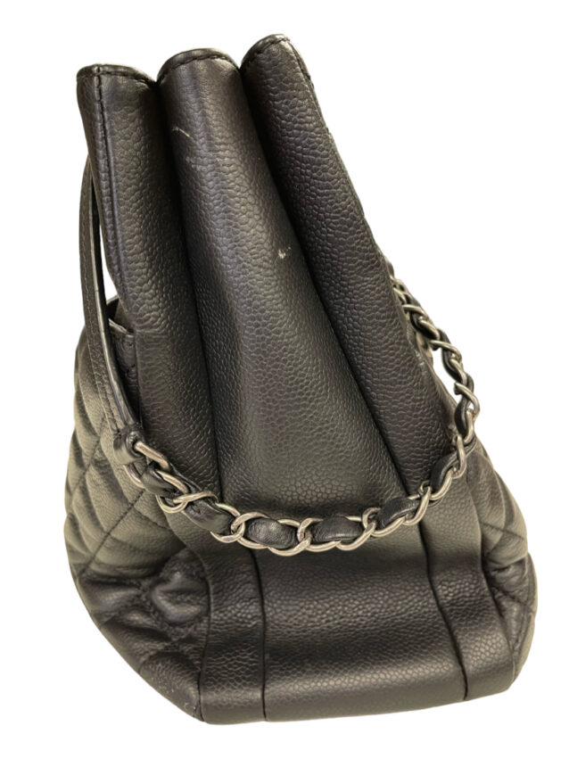 Chanel Authentic Urban Companion Tote Bag Black Caviar Leather Silver Hardware 4