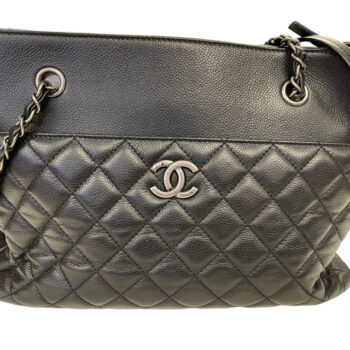 Chanel Authentic Urban Companion Tote Bag Black Caviar Leather Silver Hardware 11