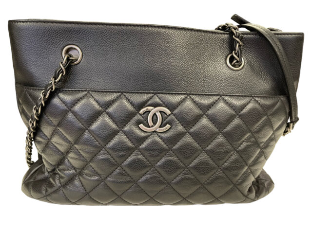 Chanel Authentic Urban Companion Tote Bag Black Caviar Leather Silver Hardware 6