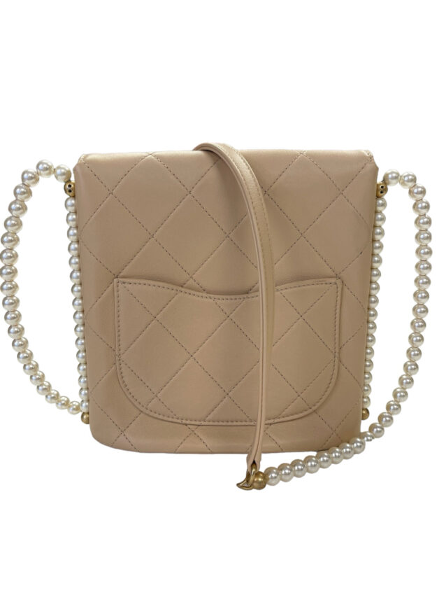 Chanel Beige Quilted Calfskin Small Pearl Chain Hobo 31355241 Card April 27, 2024
