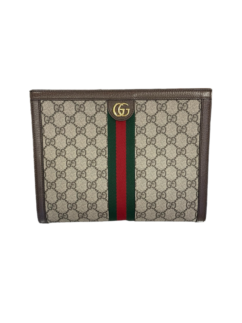 Used Beige GUCCI GG Supreme Ophidia Pouch Houston,TX