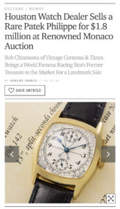 Houston Watch Dealer Rob Chramosta Sells A Rare Patek Philippe For $1.8 Million At Renowned Monaco Auction