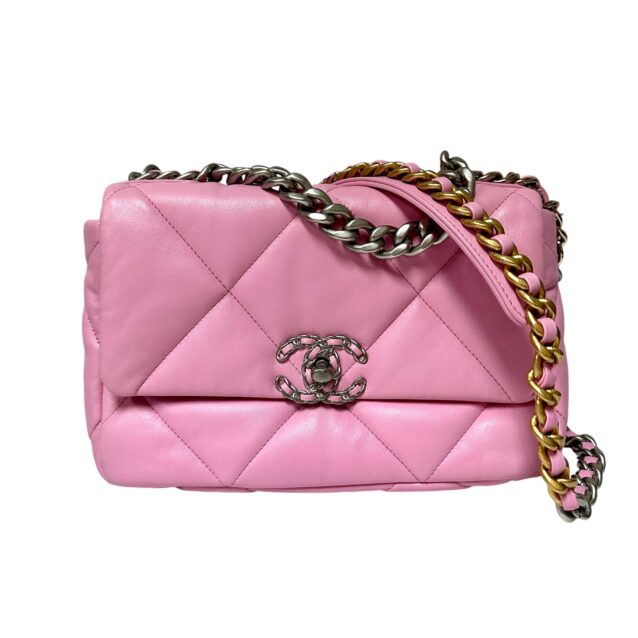 Chanel Lambskin Quilted Medium Chanel 19 Flap In Pink